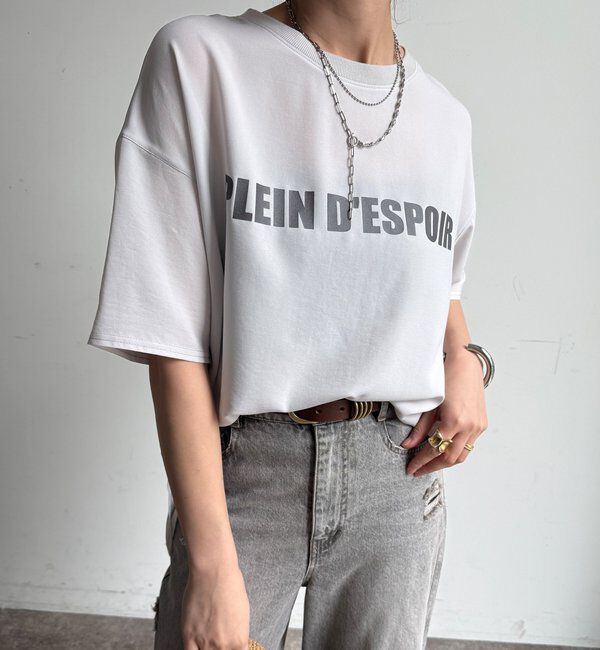  「PLEIN D'ESPOIR ジョーゼット半袖ロゴTEE」|シャツ・ブラウス|