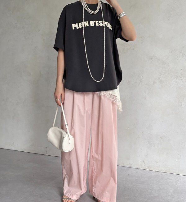 「PLEIN D'ESPOIR ジョーゼット半袖ロゴTEE」|シャツ・ブラウス|
