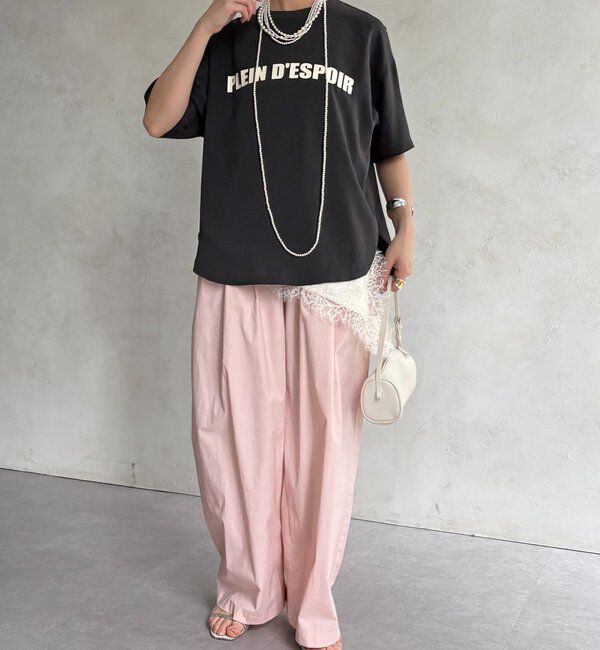  「PLEIN D'ESPOIR ジョーゼット半袖ロゴTEE」|シャツ・ブラウス|