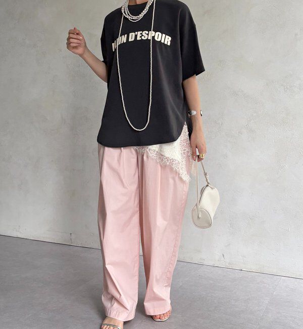 「PLEIN D'ESPOIR ジョーゼット半袖ロゴTEE」|シャツ・ブラウス|