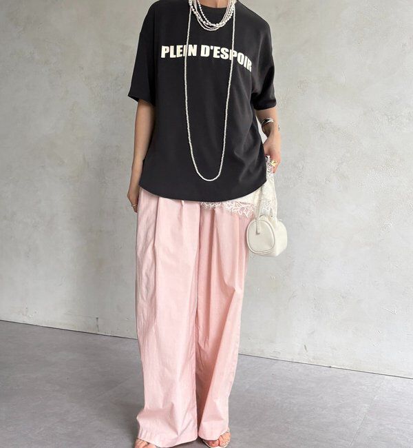  「PLEIN D'ESPOIR ジョーゼット半袖ロゴTEE」|シャツ・ブラウス|