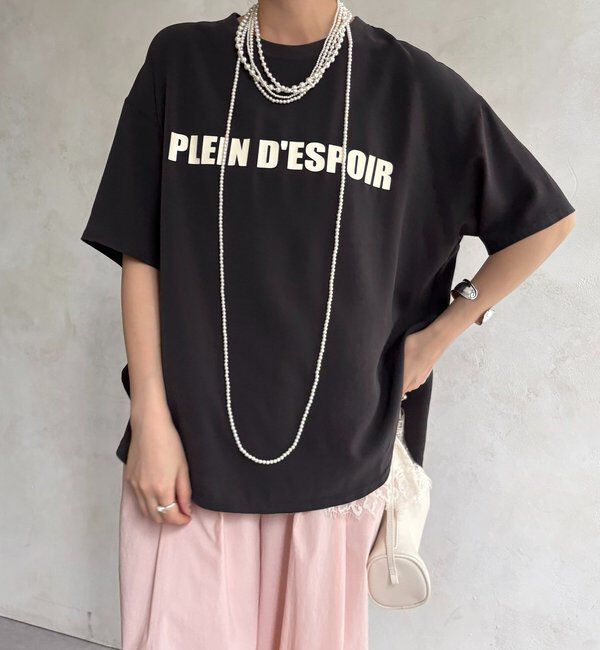  「PLEIN D'ESPOIR ジョーゼット半袖ロゴTEE」|シャツ・ブラウス|