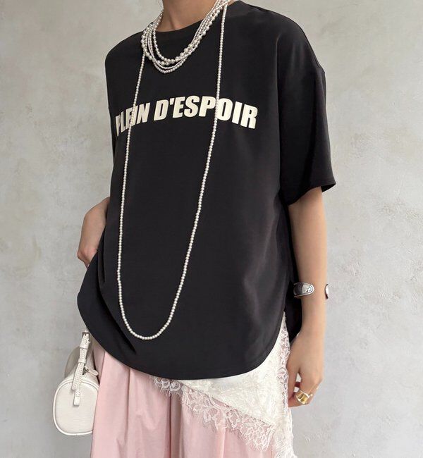  「PLEIN D'ESPOIR ジョーゼット半袖ロゴTEE」|シャツ・ブラウス|