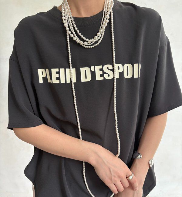  「PLEIN D'ESPOIR ジョーゼット半袖ロゴTEE」|シャツ・ブラウス|