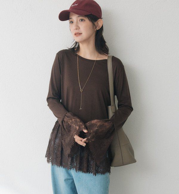  「レースコンビカットソー」|Tシャツ・カットソー|