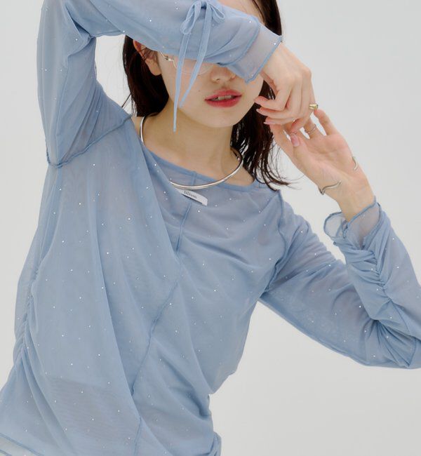  「【lilium by lily】レイヤードシアートップス」|Tシャツ・カットソー|ブルー