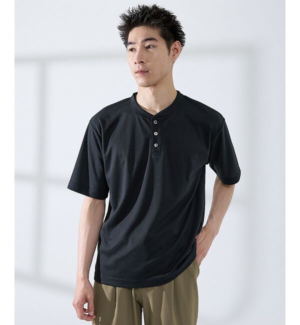ABAHOUSE「サカリバ レイヤード ヘンリーネック Tシャツ」|Tシャツ・カットソー|ブラック