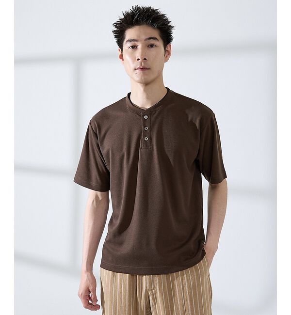 ABAHOUSE「サカリバ レイヤード ヘンリーネック Tシャツ」|Tシャツ・カットソー|ブラウン