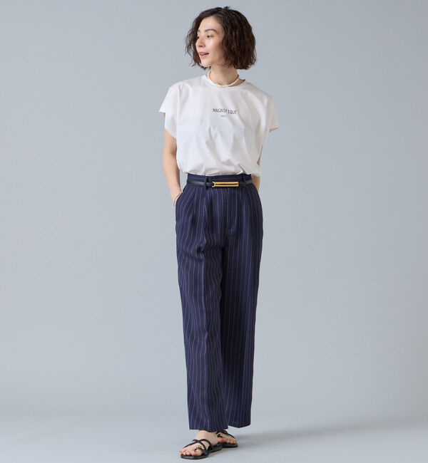 Liesse「麻調タックワイドストレートパンツ」|その他|