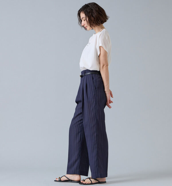 Liesse「麻調タックワイドストレートパンツ」|その他|