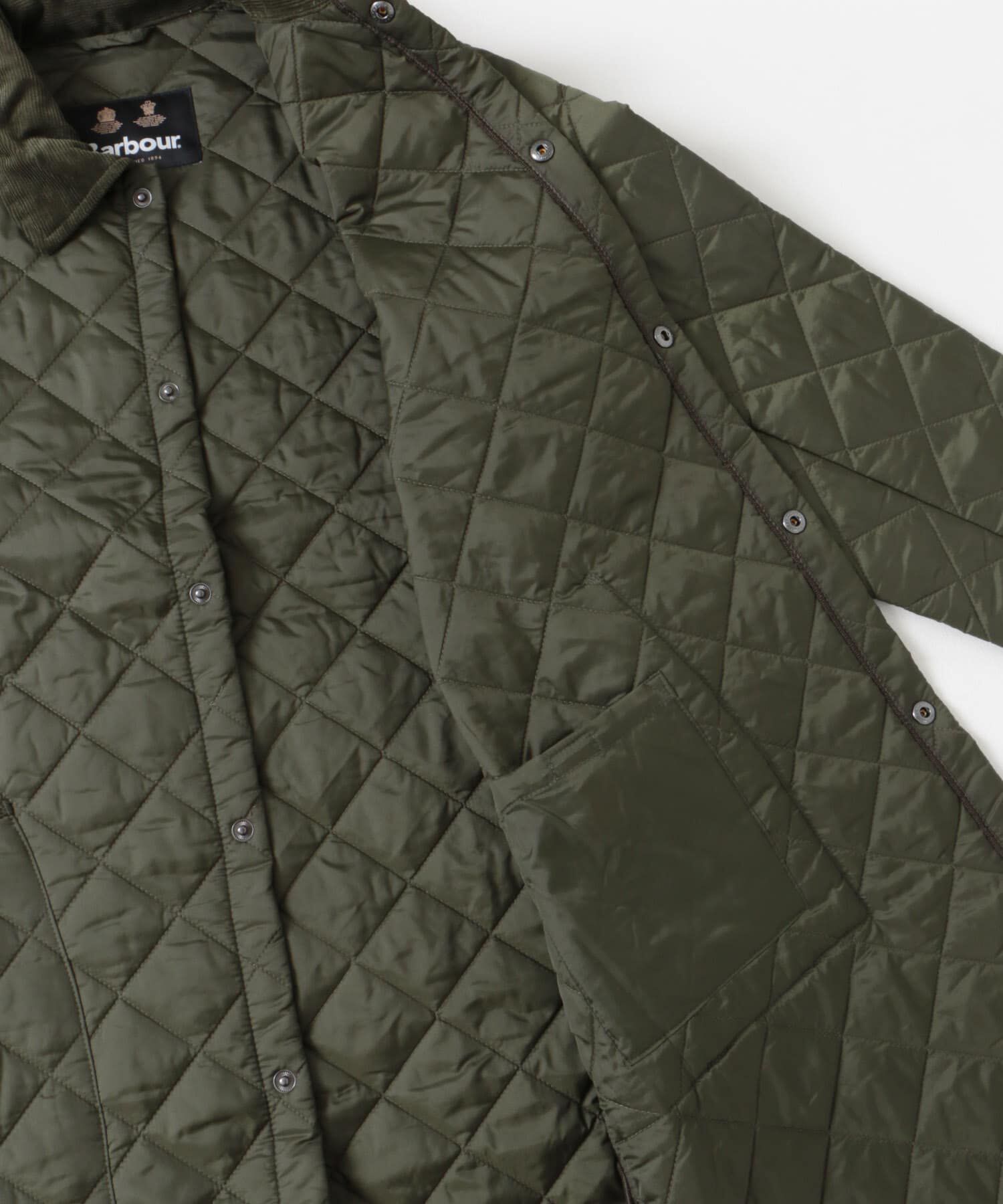 URBAN RESEARCH DOORS「Barbour　long quilted jacket」|ノーカラーコート|