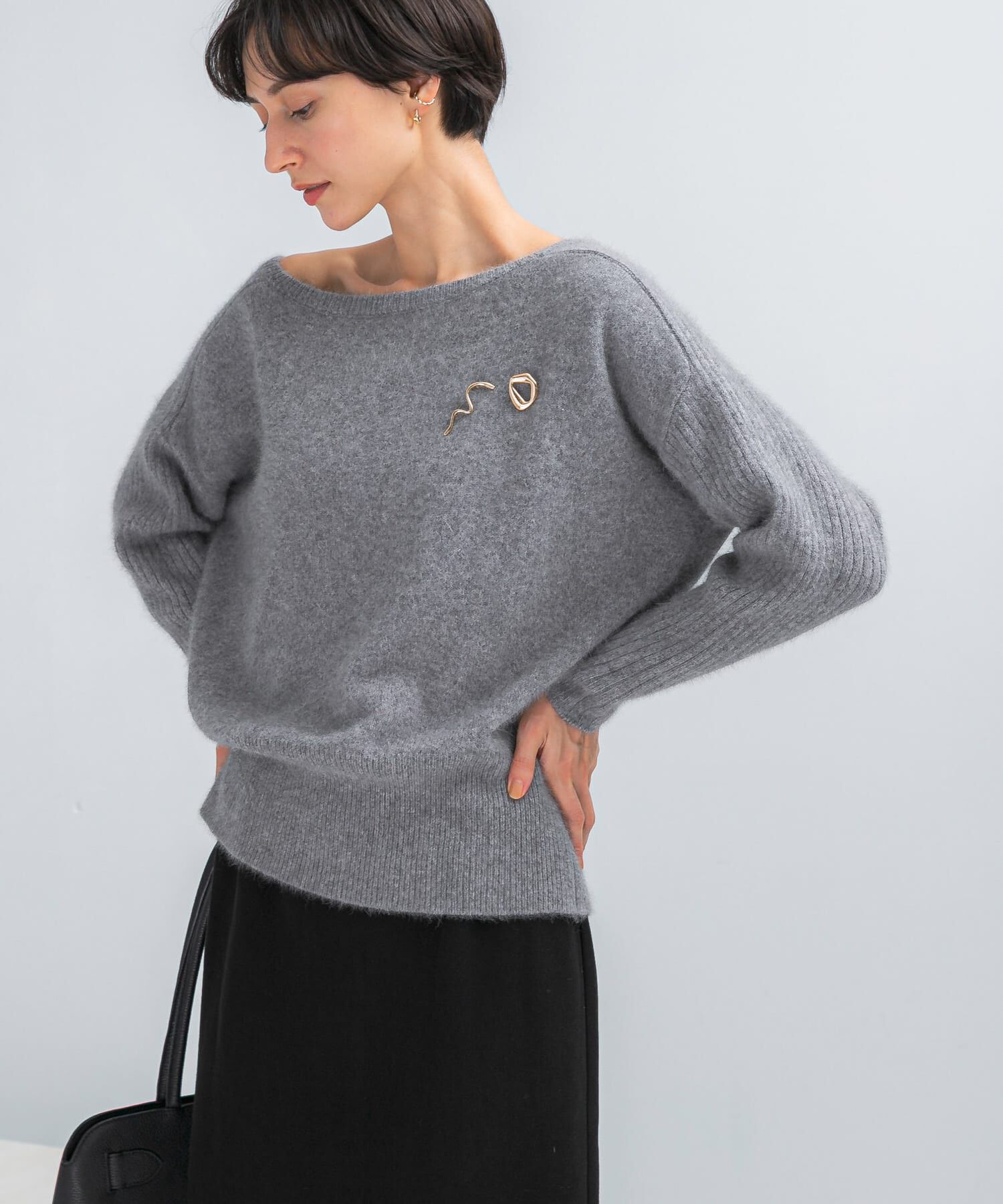 URBAN RESEARCH ROSSO「エアリーニット2WAYネックプルオーバー」|ニット・セーター|グレー