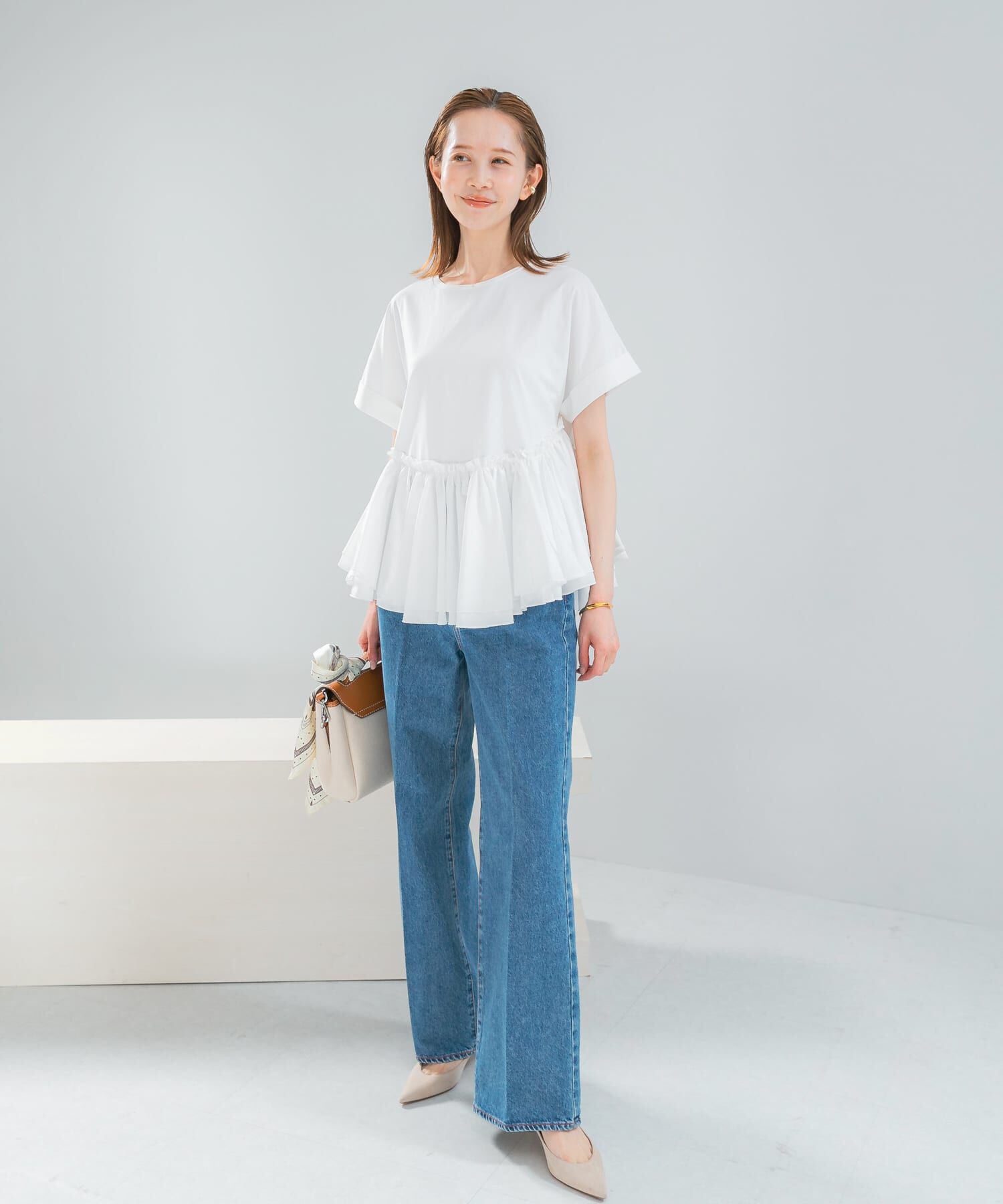 URBAN RESEARCH ROSSO「タフタドッキングティアードTEEブラウス」|Tシャツ・カットソー|