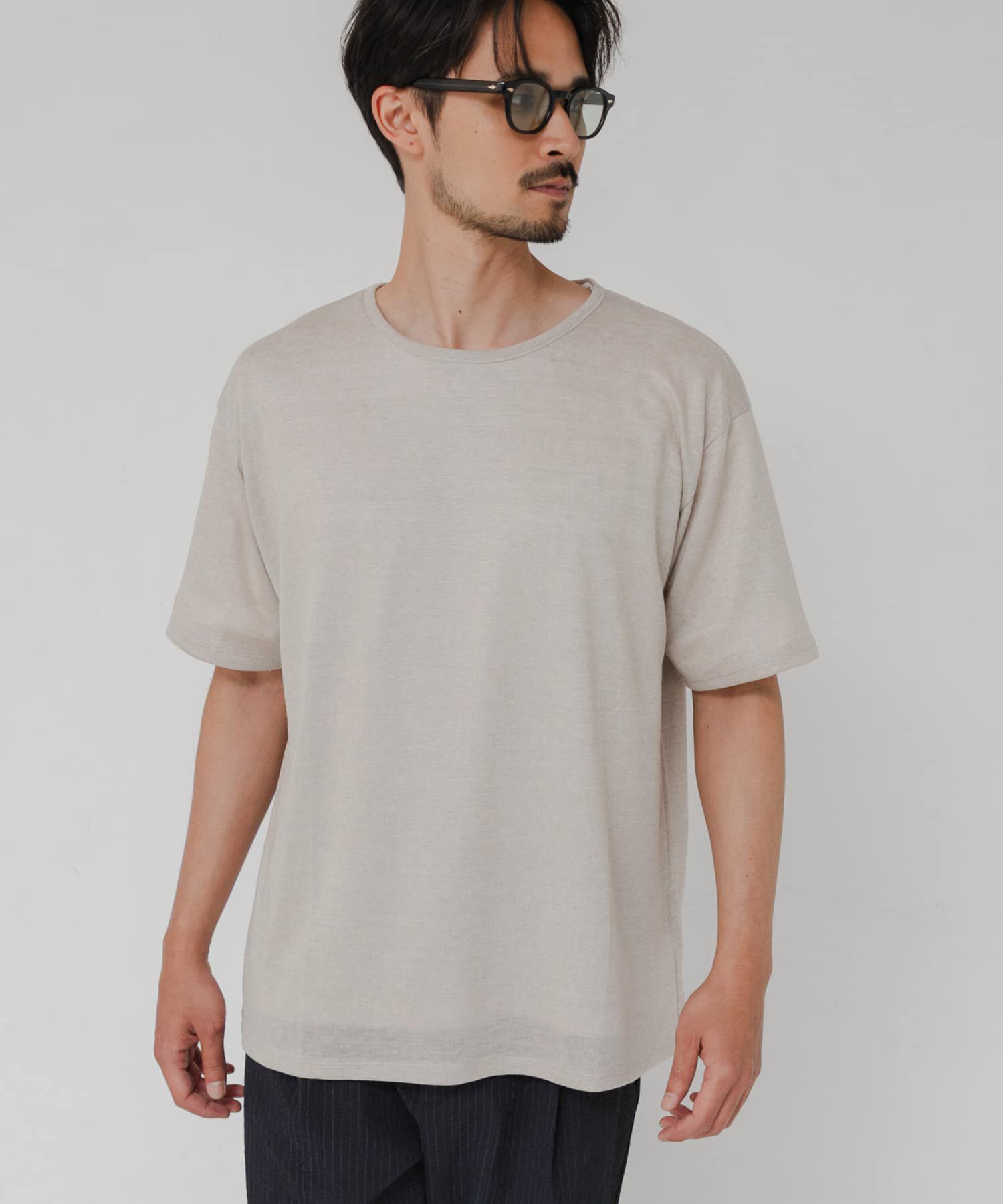 URBAN RESEARCH「『洗濯可』LINEN NARROW TRIM T-SHIRTS」|Tシャツ・カットソー|