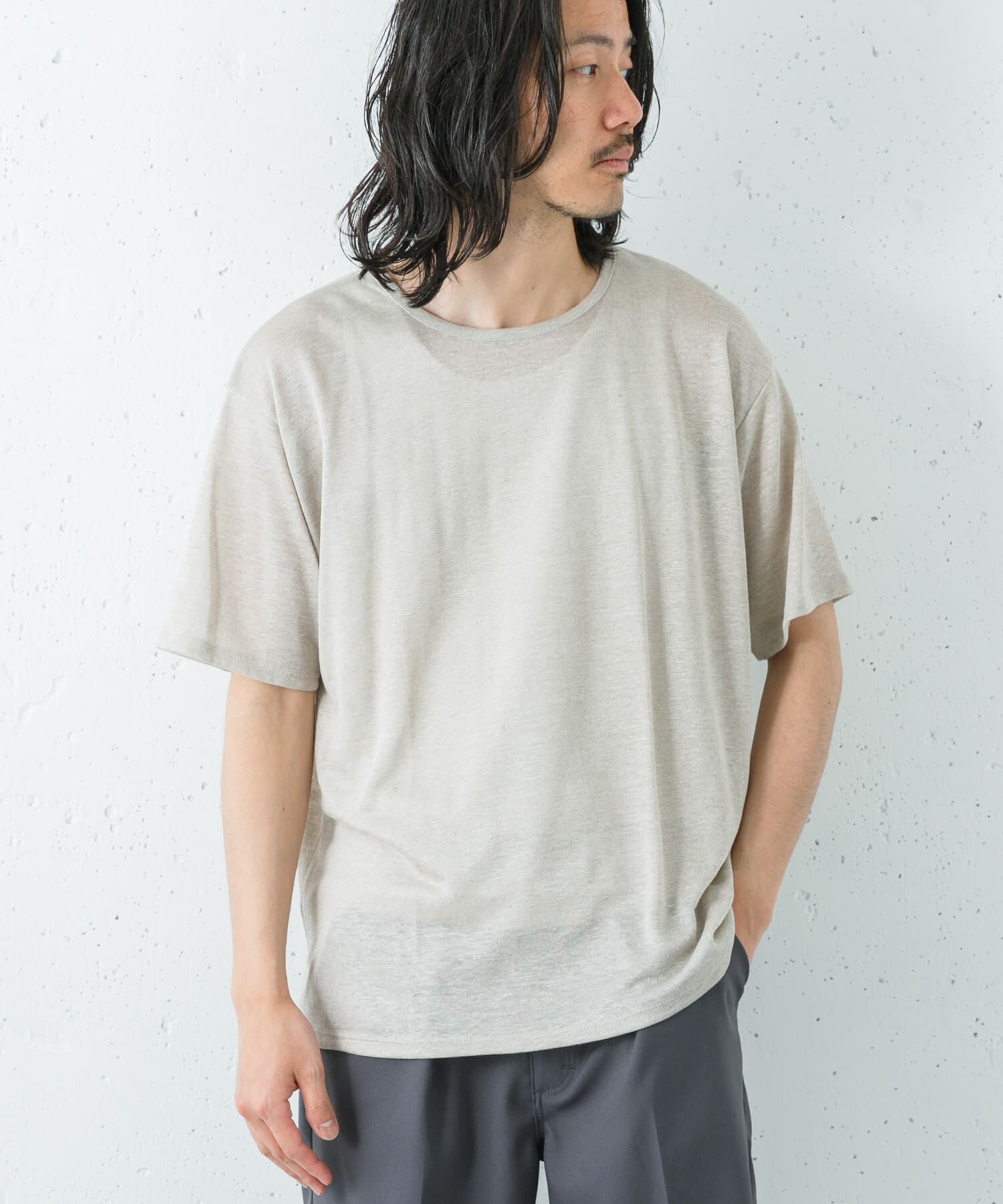 URBAN RESEARCH「『洗濯可』LINEN NARROW TRIM T-SHIRTS」|Tシャツ・カットソー|