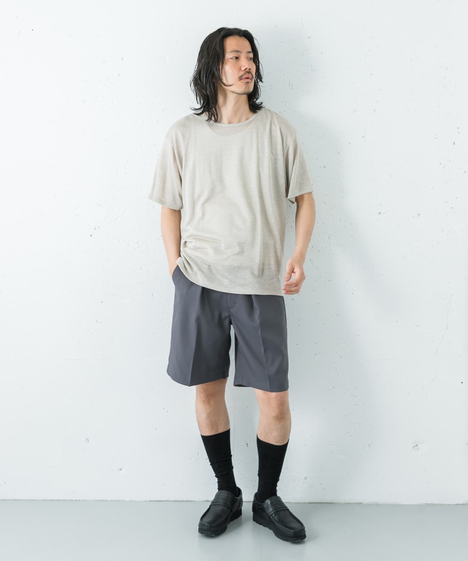 URBAN RESEARCH「『洗濯可』LINEN NARROW TRIM T-SHIRTS」|Tシャツ・カットソー|