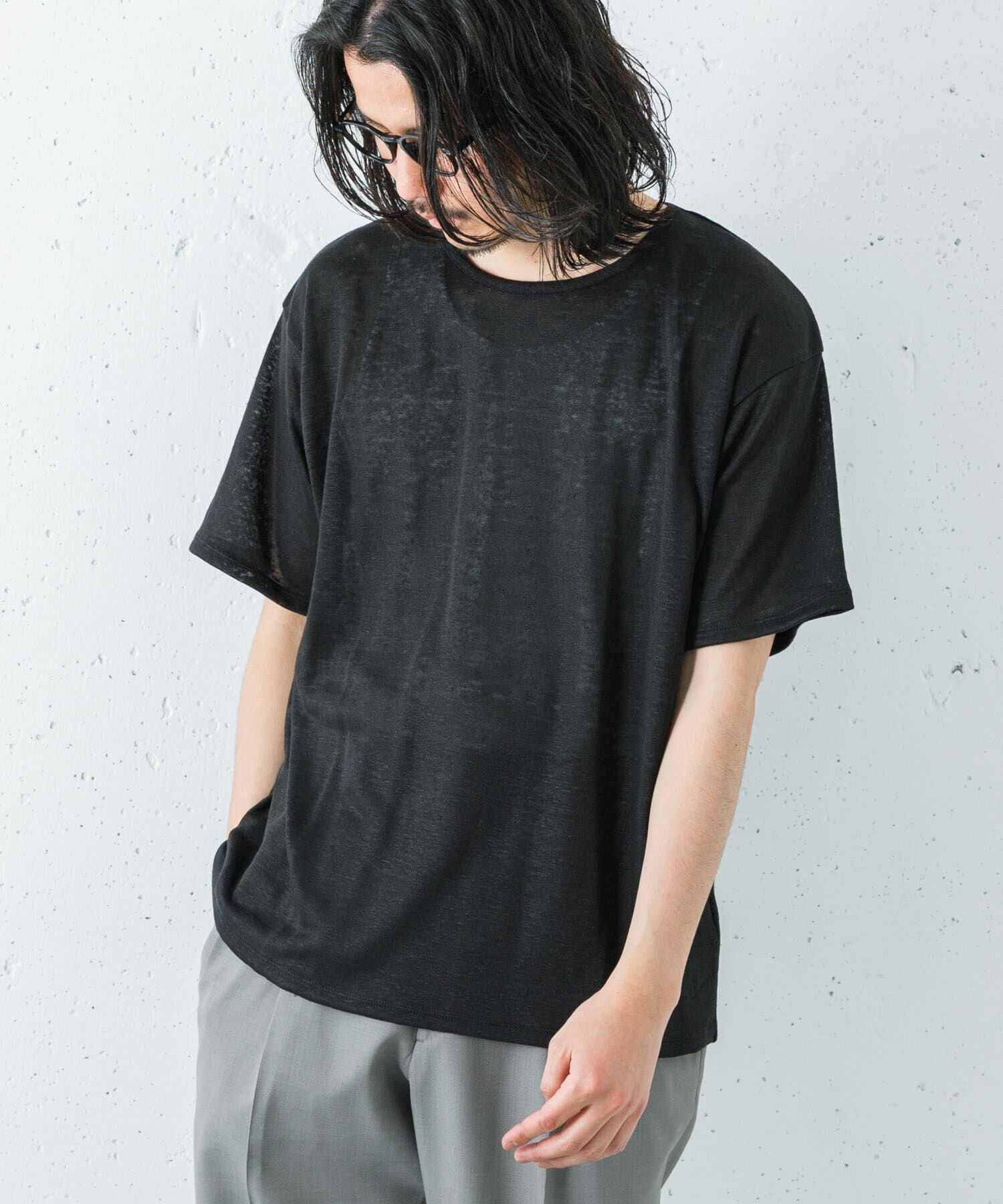 URBAN RESEARCH「『洗濯可』LINEN NARROW TRIM T-SHIRTS」|Tシャツ・カットソー|