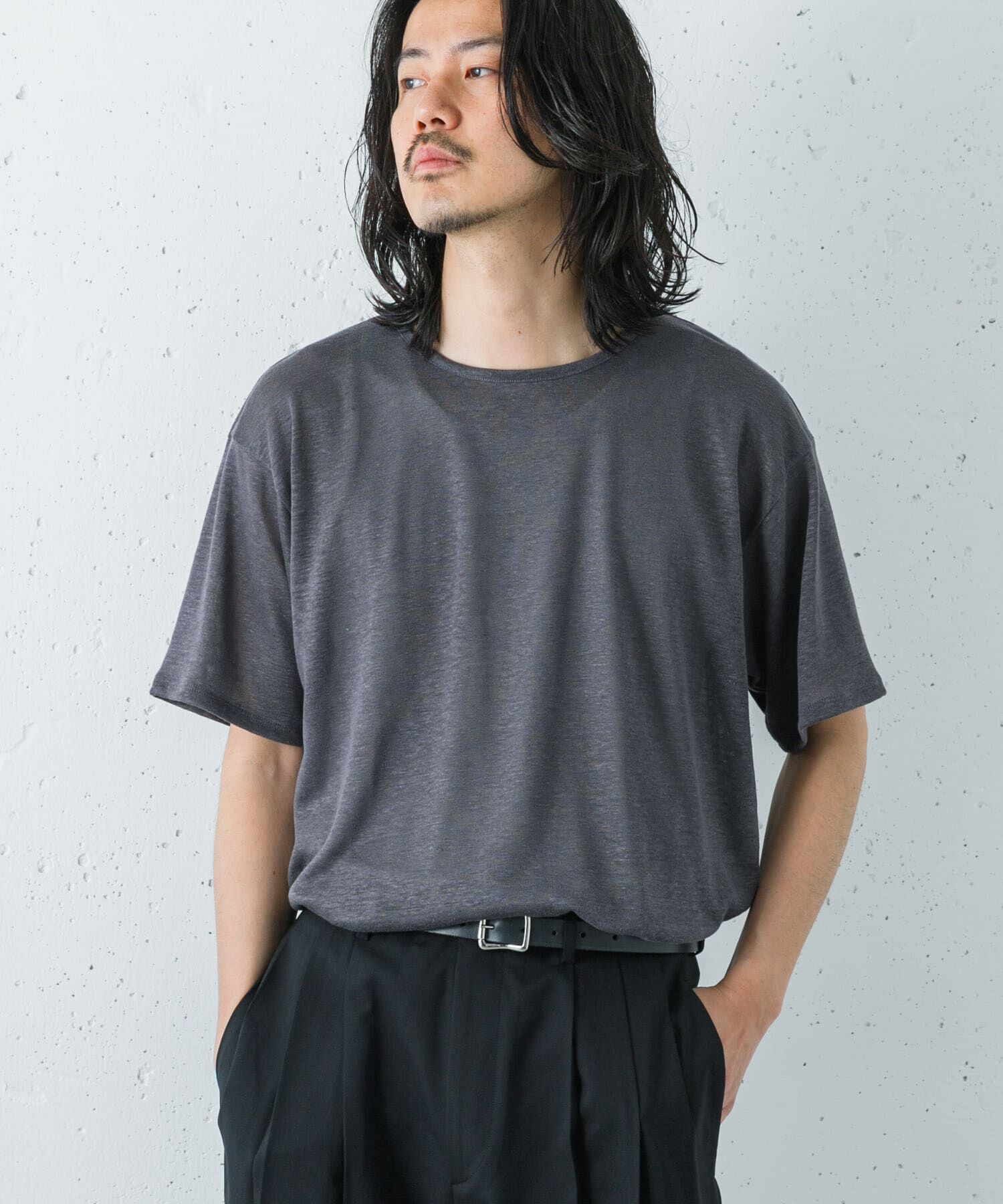 URBAN RESEARCH「『洗濯可』LINEN NARROW TRIM T-SHIRTS」|Tシャツ・カットソー|