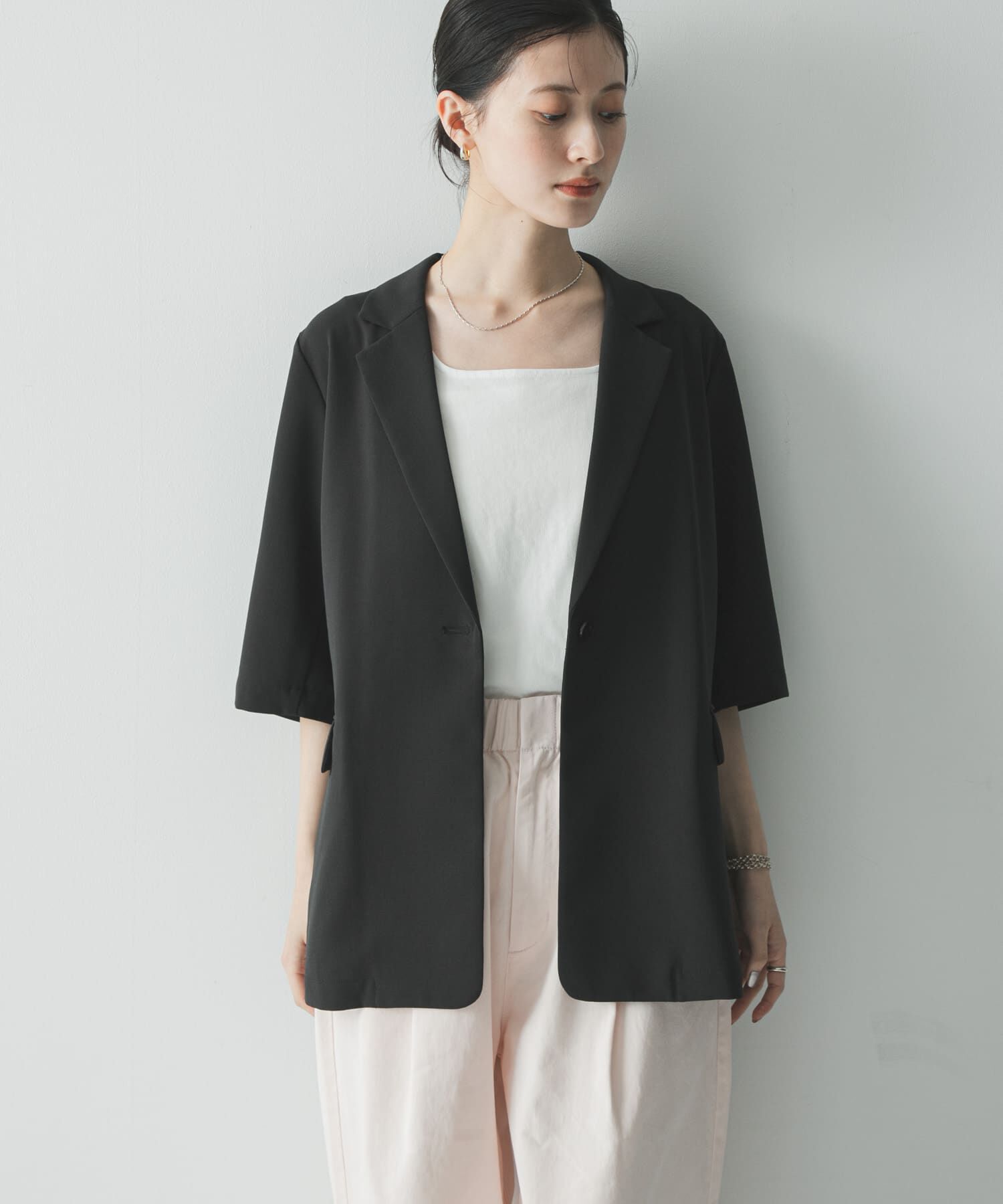 URBAN RESEARCH「『UR TECH DRYLUXE』ハーフスリーブジャケット」|その他|ブラック