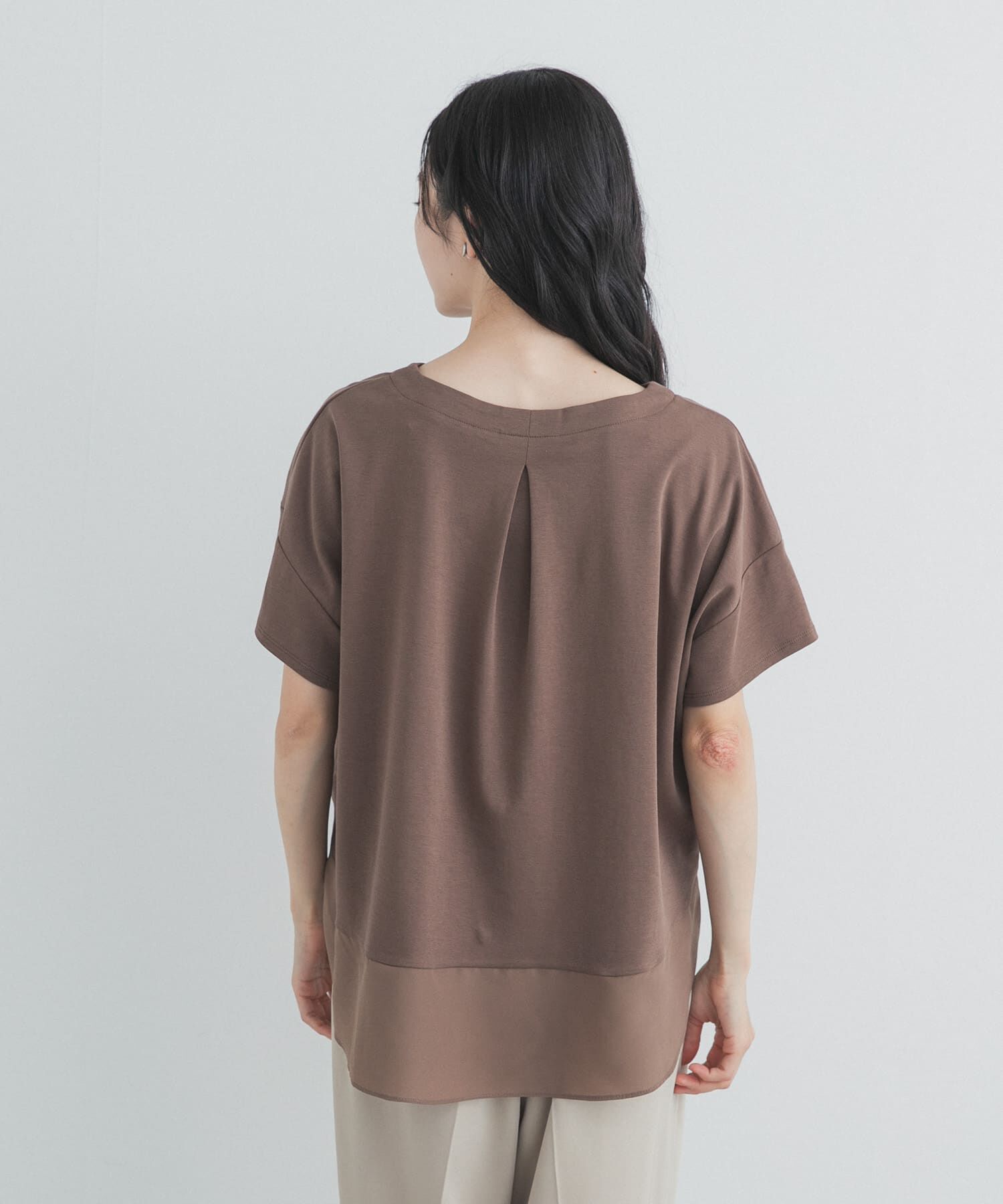 URBAN RESEARCH DOORS「異素材切替えラウンドヘムプルオーバー」|Tシャツ・カットソー|