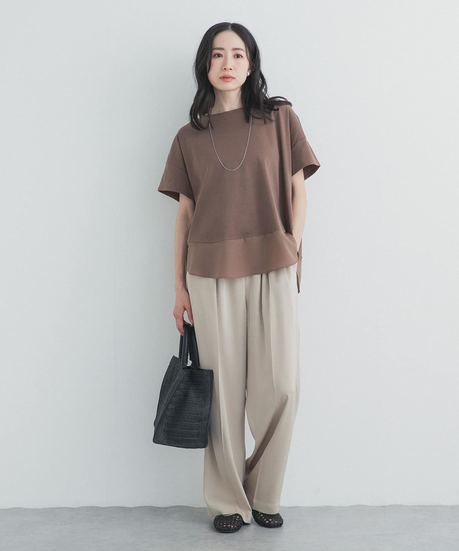 URBAN RESEARCH DOORS「異素材切替えラウンドヘムプルオーバー」|Tシャツ・カットソー|