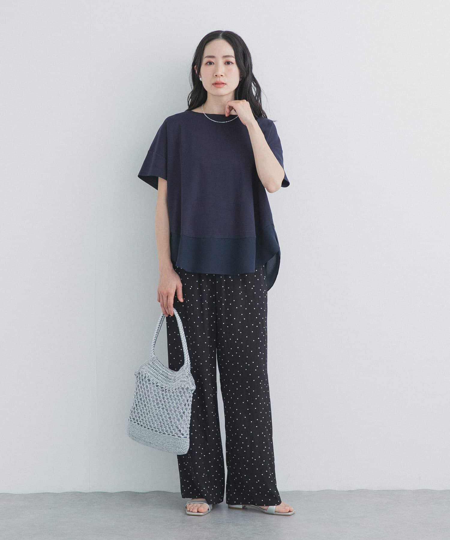 URBAN RESEARCH DOORS「異素材切替えラウンドヘムプルオーバー」|Tシャツ・カットソー|