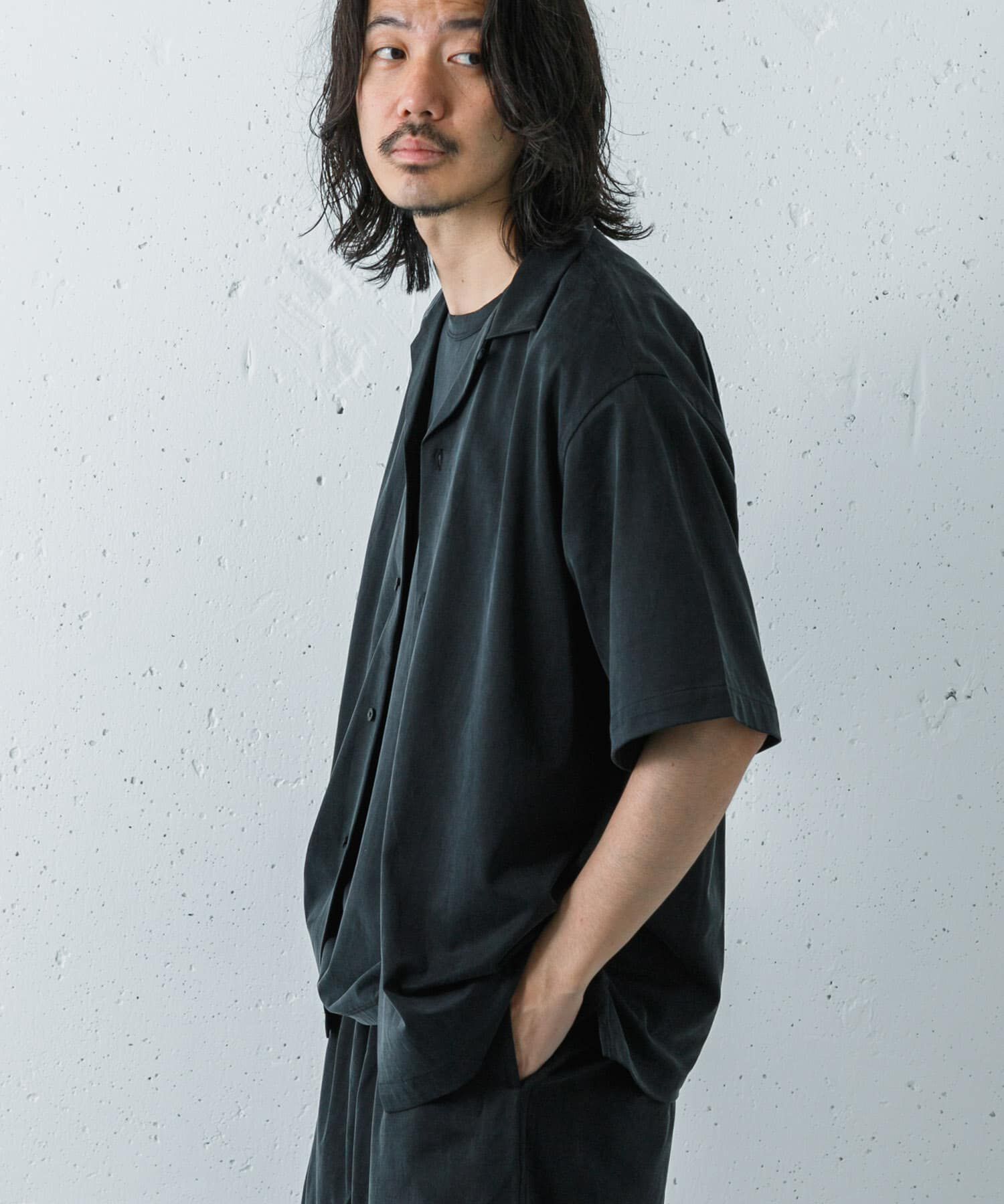 URBAN RESEARCH「『洗濯可』WASHABLE CUPRO SS O/C SHIRTS」|シャツ・ブラウス|ブラック