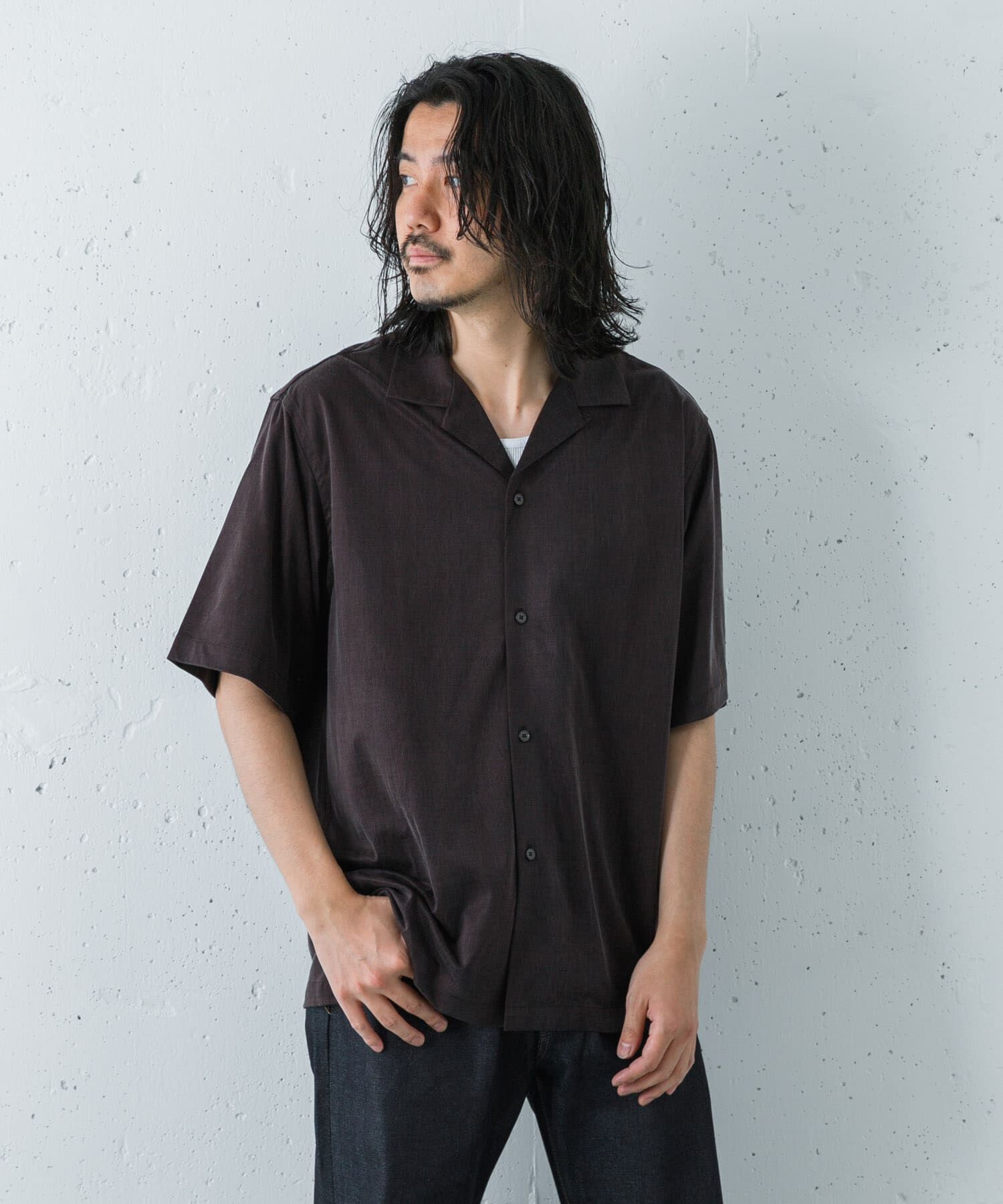 URBAN RESEARCH「『洗濯可』WASHABLE CUPRO SS O/C SHIRTS」|シャツ・ブラウス|ブラウン