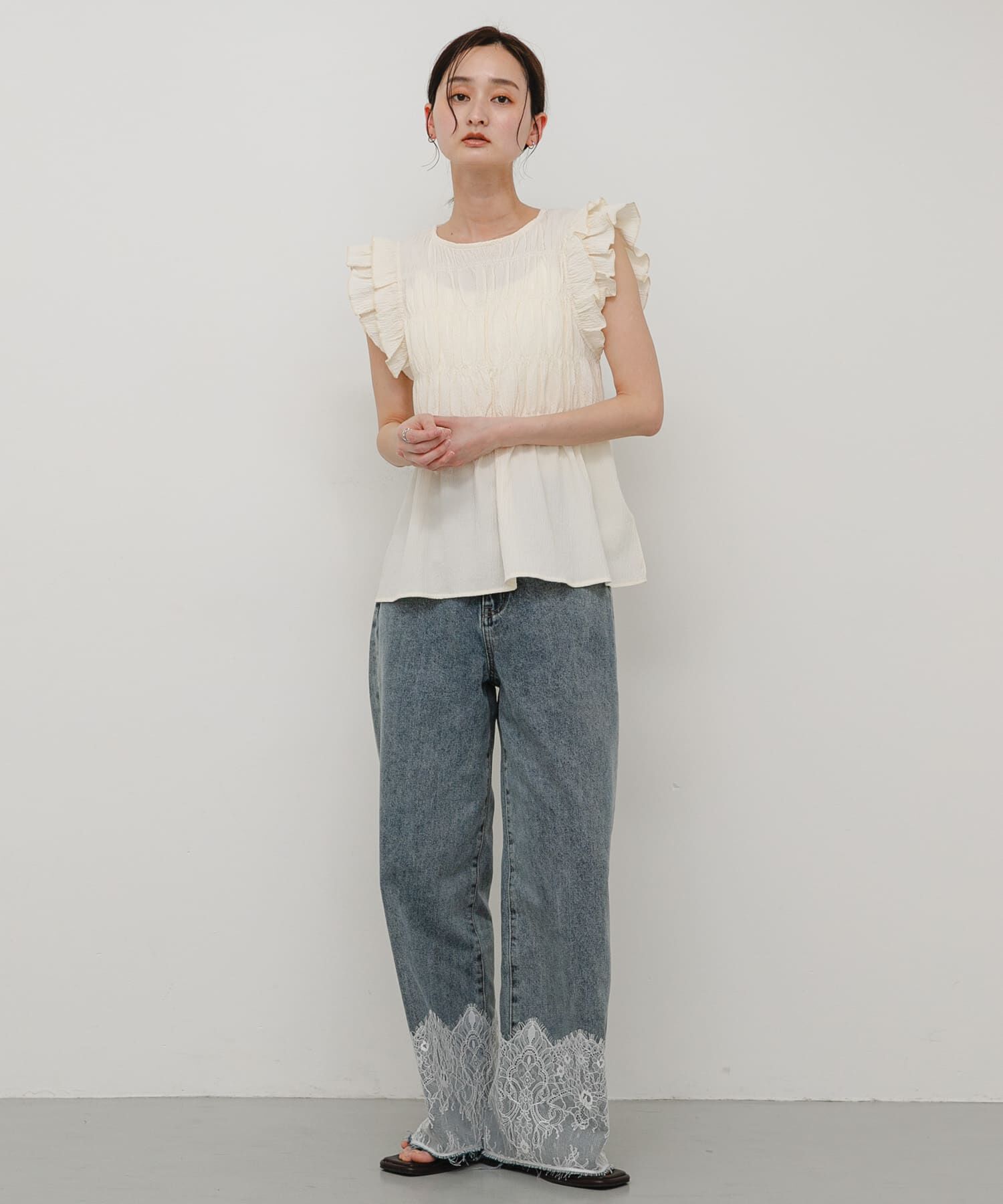 SENSE OF PLACE by URBAN RESEARCH「シャーリングフリルカットトップ」|タンクトップ|