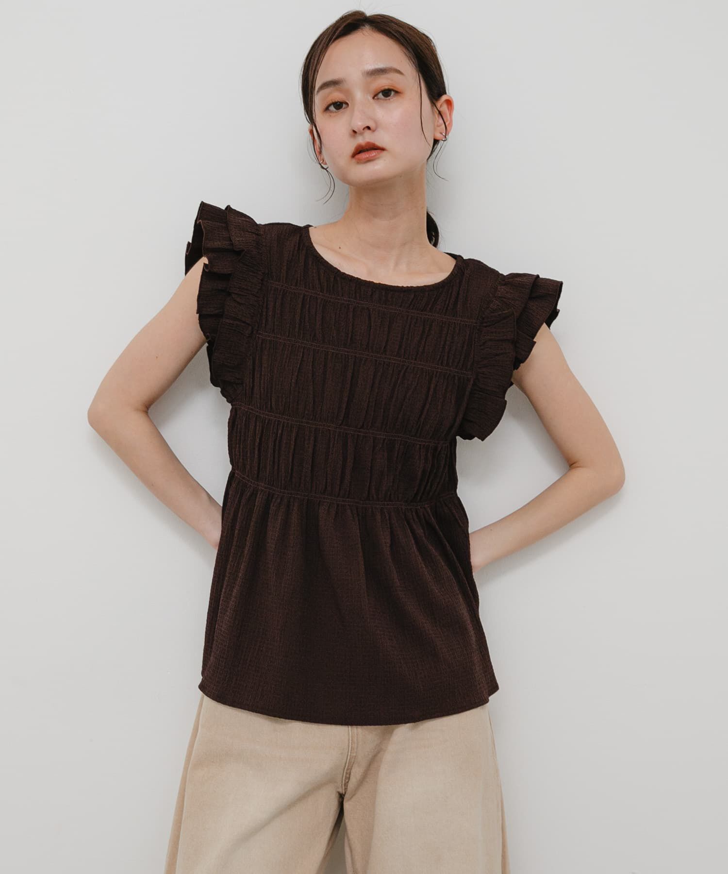 SENSE OF PLACE by URBAN RESEARCH「シャーリングフリルカットトップ」|タンクトップ|