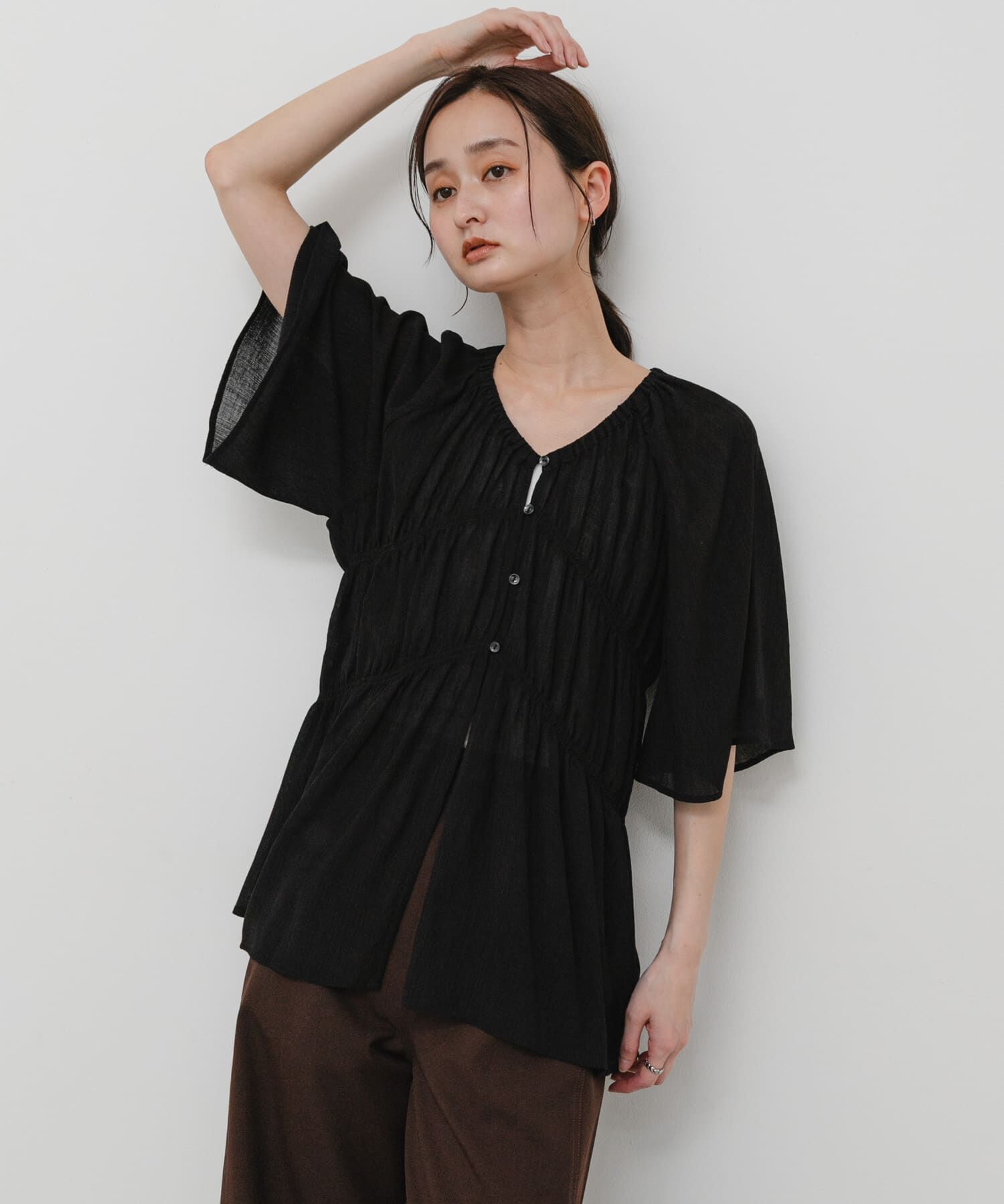 SENSE OF PLACE by URBAN RESEARCH「シャーリングチュニックブラウス」|シャツ・ブラウス|