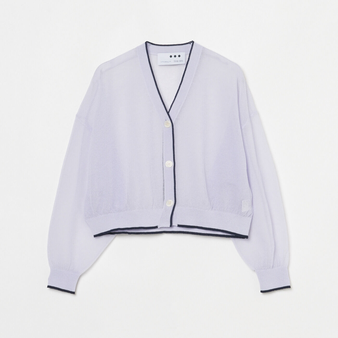  「three dots ALORA SHEER CARDIGAN」|ニット・セーター|ライラック