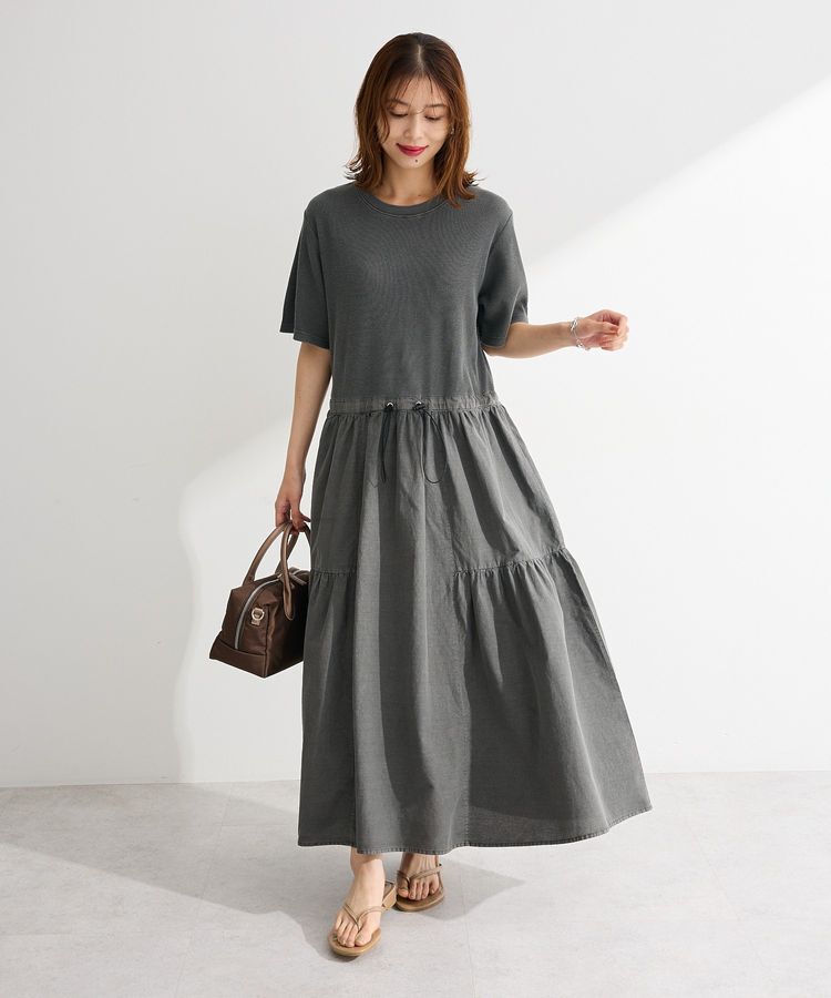 Green Parks「ドロストピグメントドッキングワンピース」|ワンピース|Gray