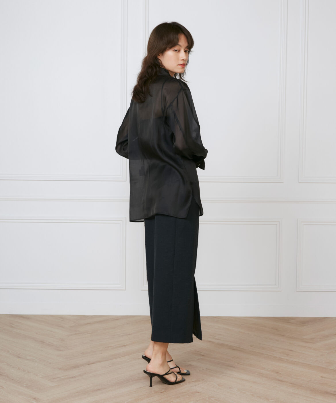 INED「《大きいサイズ》オーガンジーシャツ《la veille by SUPERIOR CLOSET》」|シャツ・ブラウス|