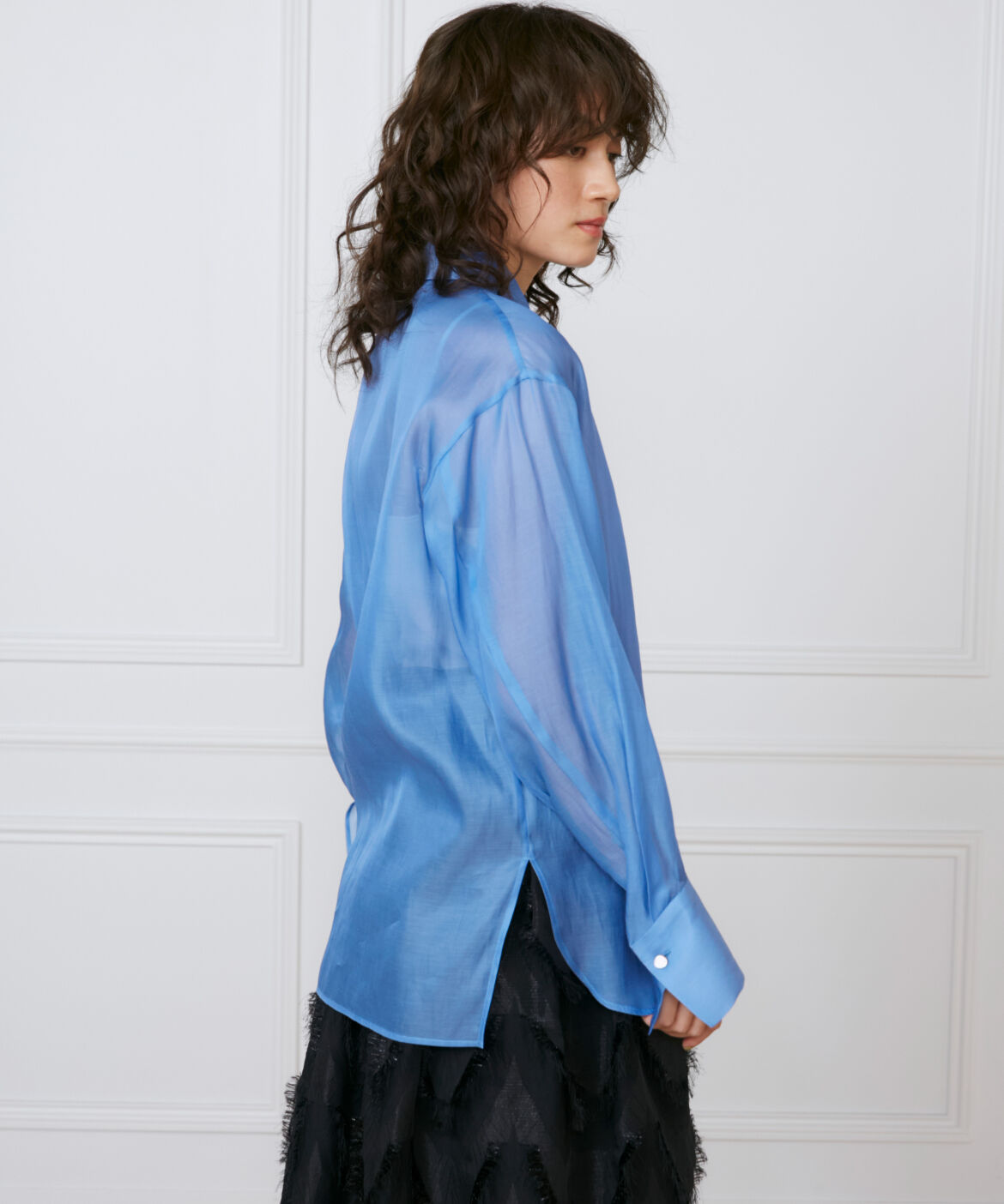 INED「《大きいサイズ》オーガンジーシャツ《la veille by SUPERIOR CLOSET》」|シャツ・ブラウス|
