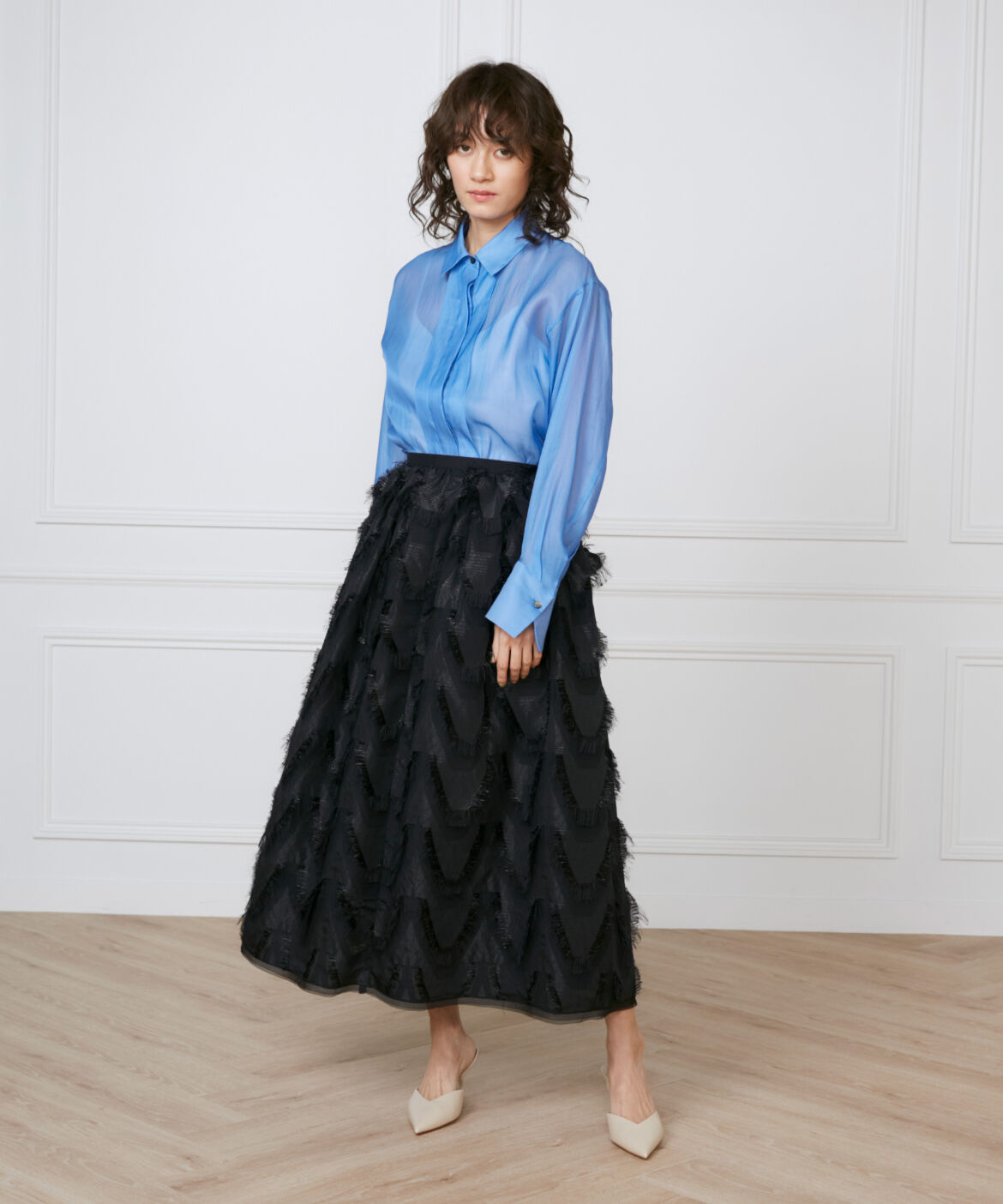 INED「《大きいサイズ》オーガンジーシャツ《la veille by SUPERIOR CLOSET》」|シャツ・ブラウス|