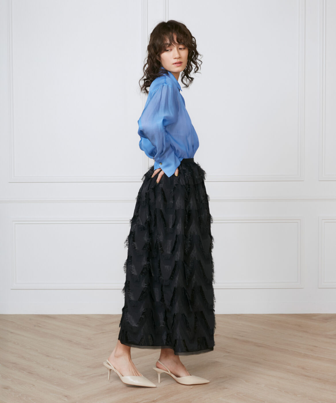 INED「《大きいサイズ》オーガンジーシャツ《la veille by SUPERIOR CLOSET》」|シャツ・ブラウス|