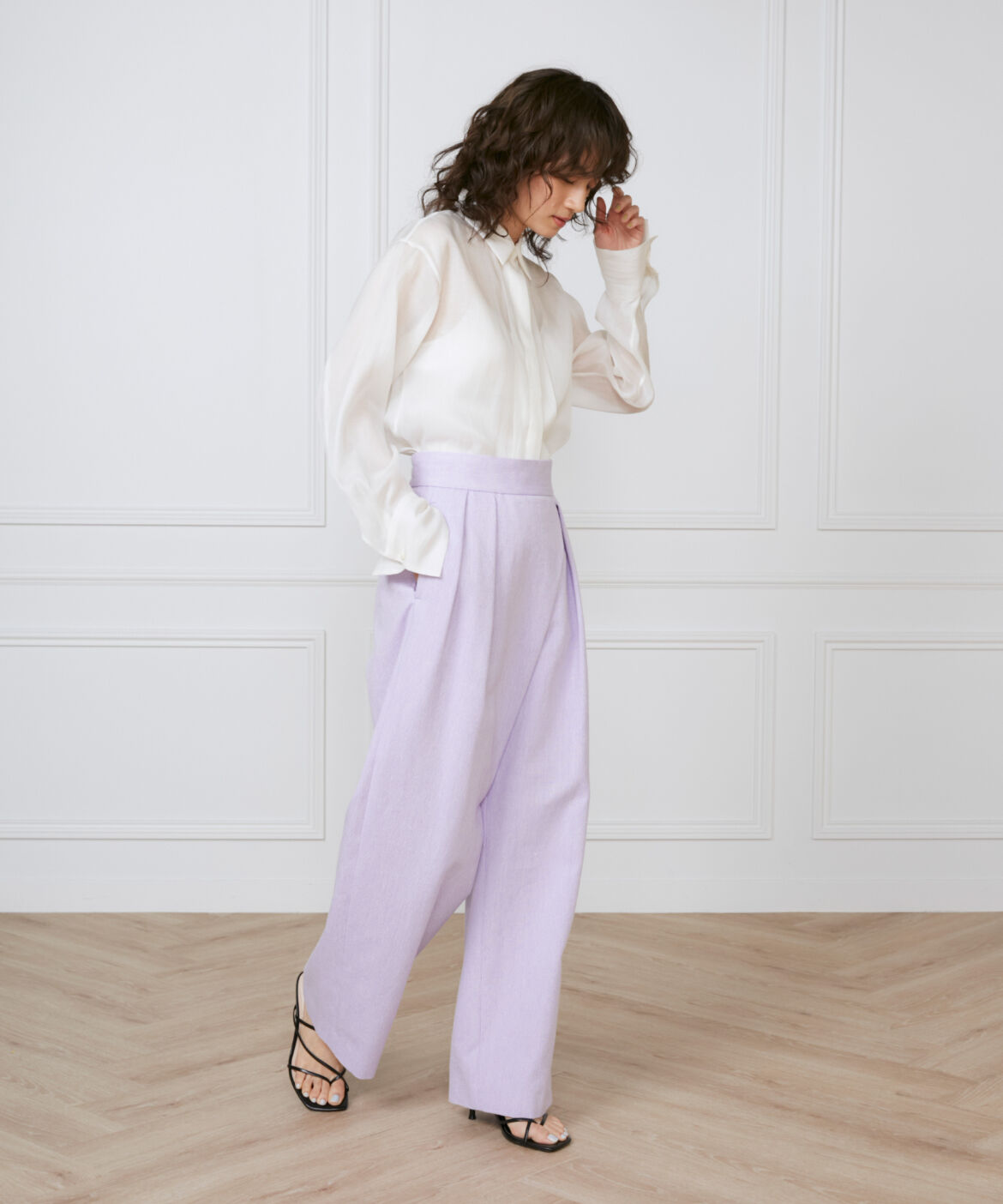 INED「《大きいサイズ》オーガンジーシャツ《la veille by SUPERIOR CLOSET》」|シャツ・ブラウス|