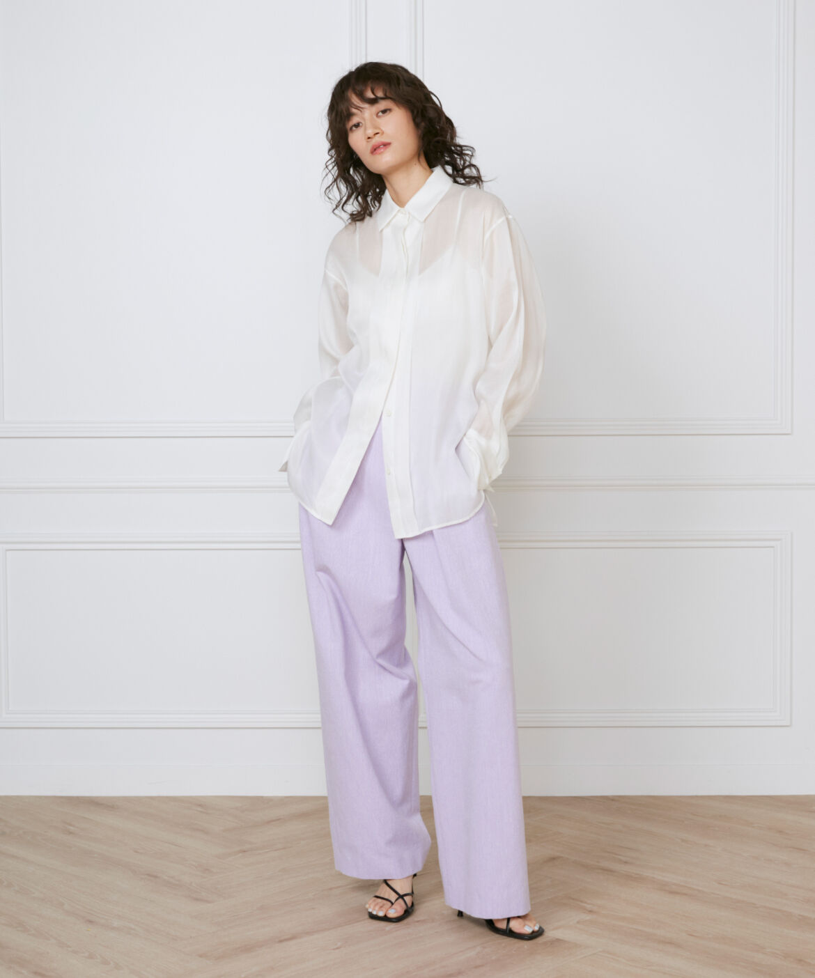 INED「《大きいサイズ》オーガンジーシャツ《la veille by SUPERIOR CLOSET》」|シャツ・ブラウス|