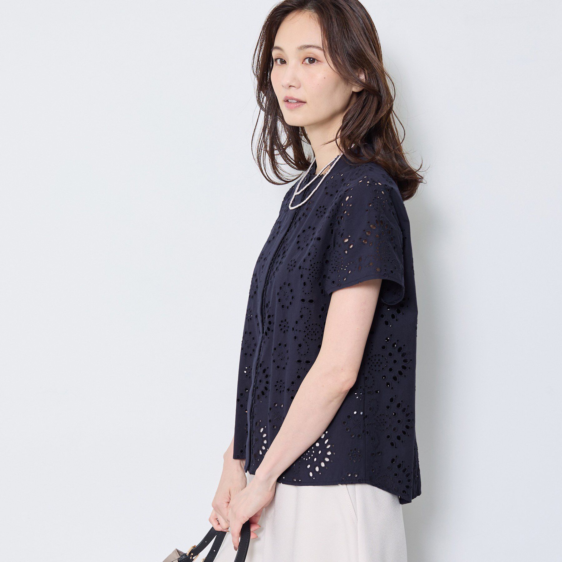 Reflect「【通勤◎】カットワーク刺繍レース シャツブラウス」|シャツ・ブラウス|