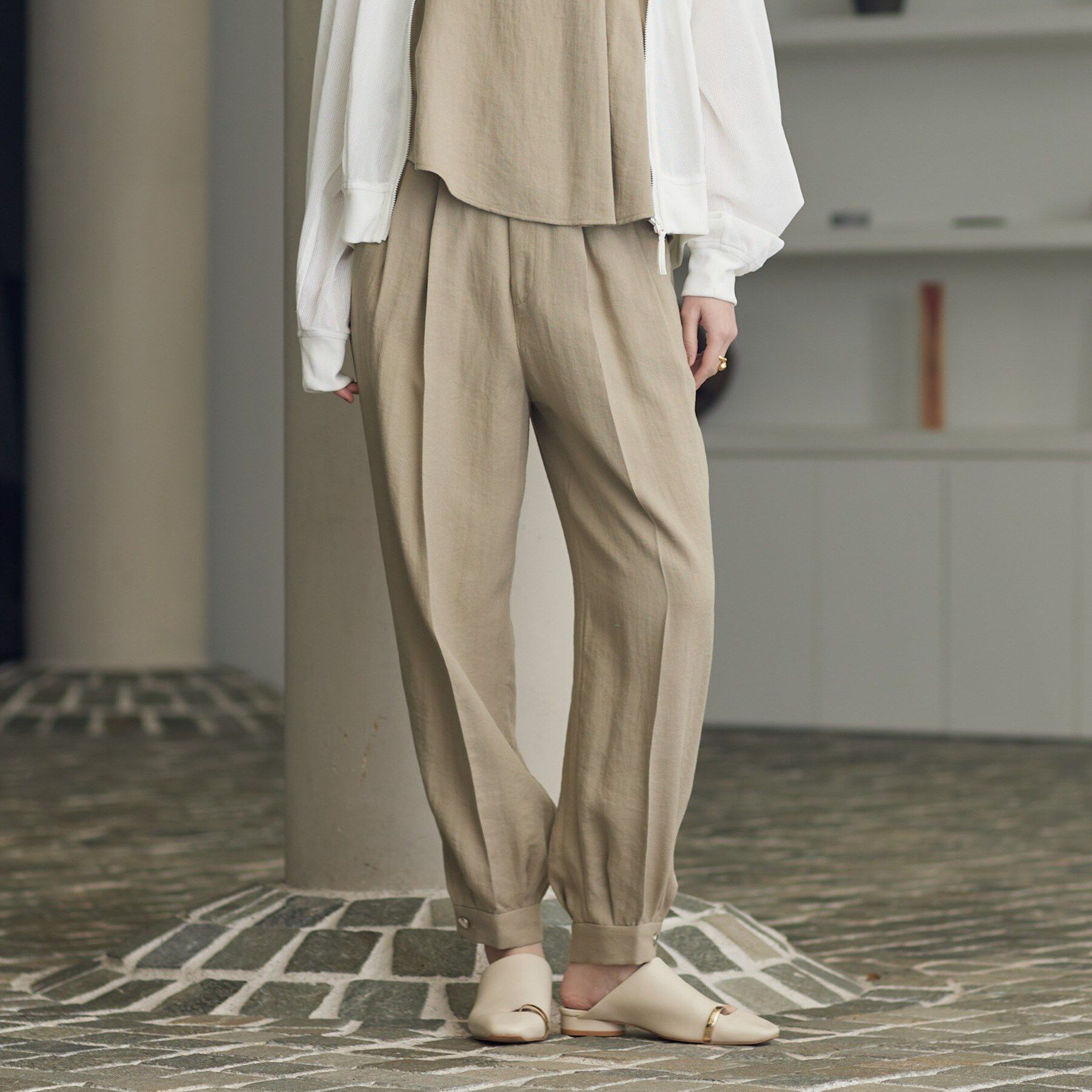 GALLEST「【セットアップ可能】リネンミックスジョグパン」|その他|オリーブグリーン(0