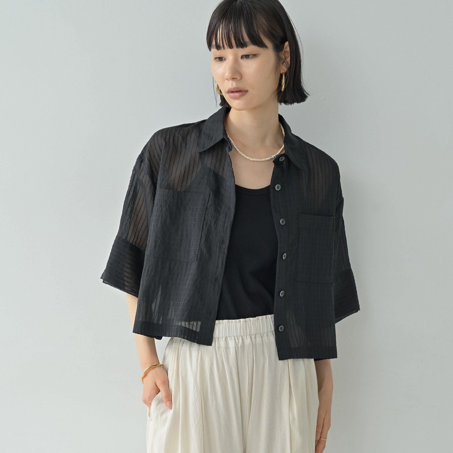 GALLEST「ボックスシルエットシアーシャツ【接触冷感】」|シャツ・ブラウス|