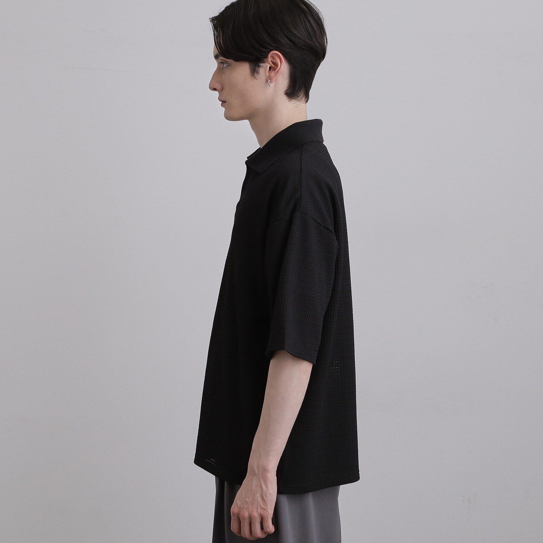 tk.TAKEO KIKUCHI「【ソフトタッチ】ルーズスキッパーポロシャツ/ソフト肌触り/オーバーサイズ/ルーズ/ドロップショルダー」|Tシャツ・カットソー|
