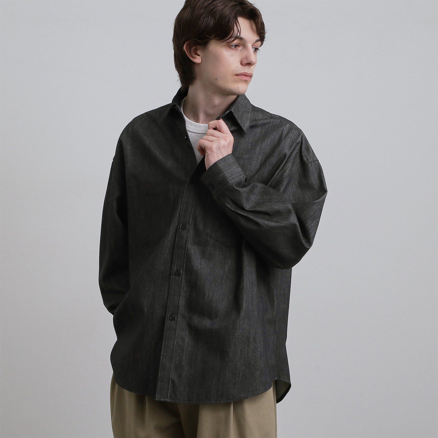 tk.TAKEO KIKUCHI「【色褪せしにくいデニム】Comfy Fadeless Denim Seriesデニムシャツ」|シャツ・ブラウス|