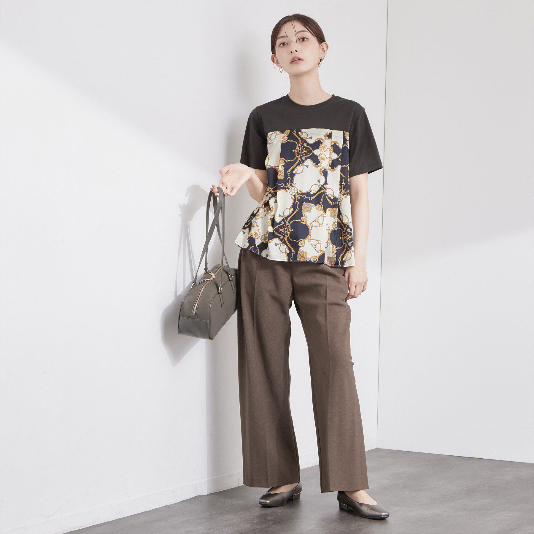 OPAQUE.CLIP「スカーフドッキング ビスチェカットソー【洗濯機OK】」|Tシャツ・カットソー|
