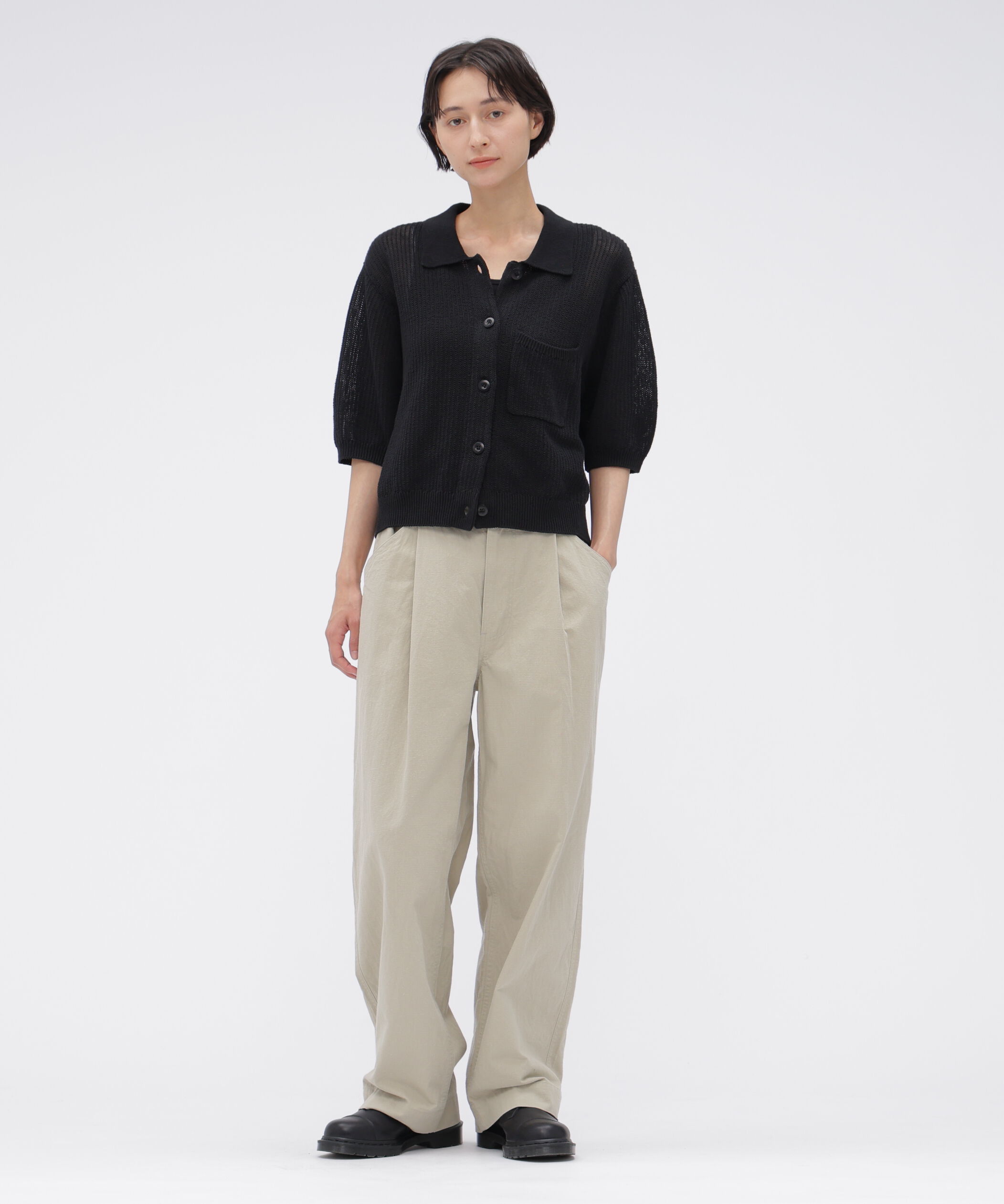 MHL.「IRREGULAR RIB COTTON LINEN KNITWEAR」|カーディガン|