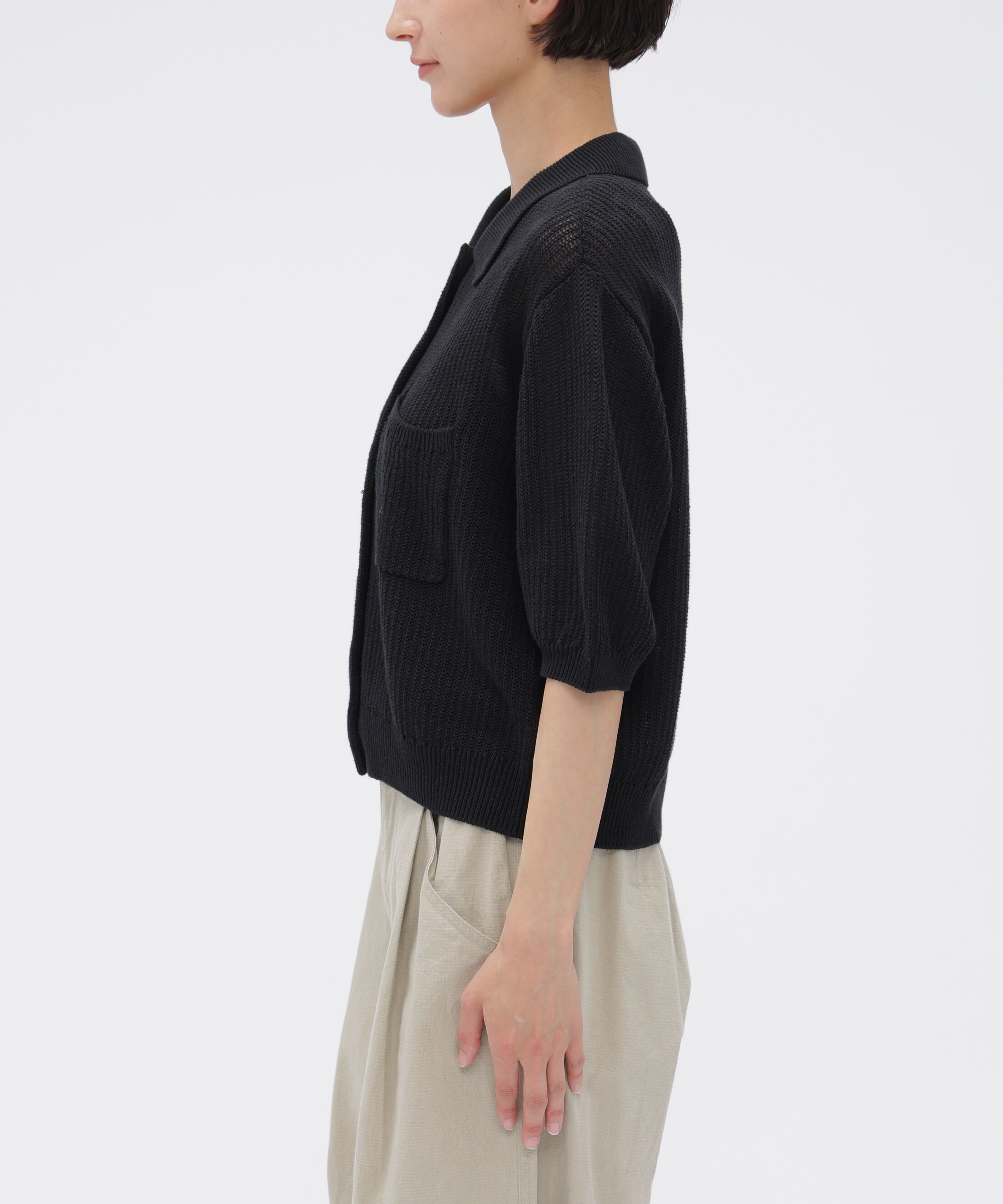 MHL.「IRREGULAR RIB COTTON LINEN KNITWEAR」|カーディガン|
