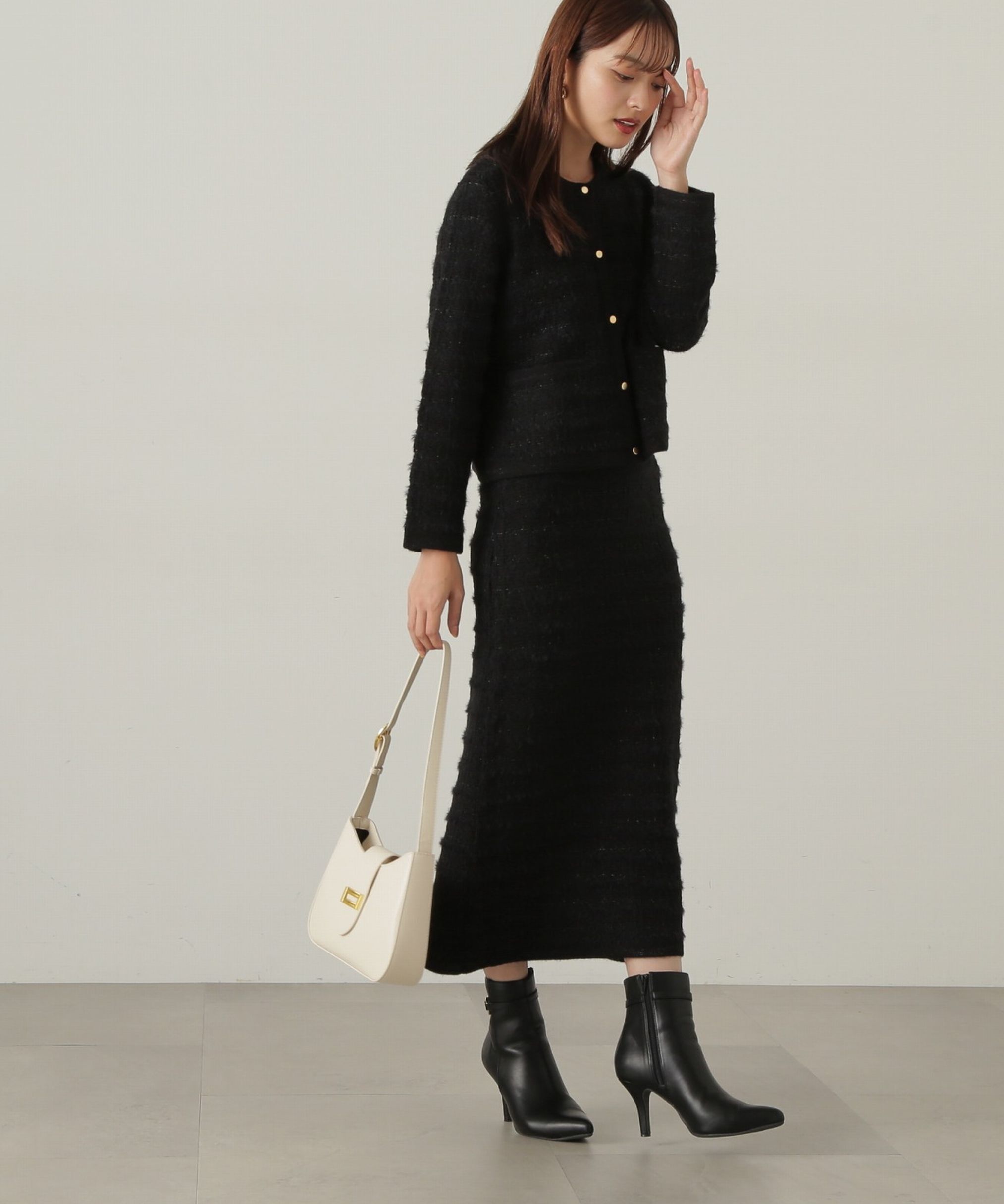PROPORTION BODY DRESSING「ラメ入りフェザーツイード　24AWニットアップ」|ワンピース|
