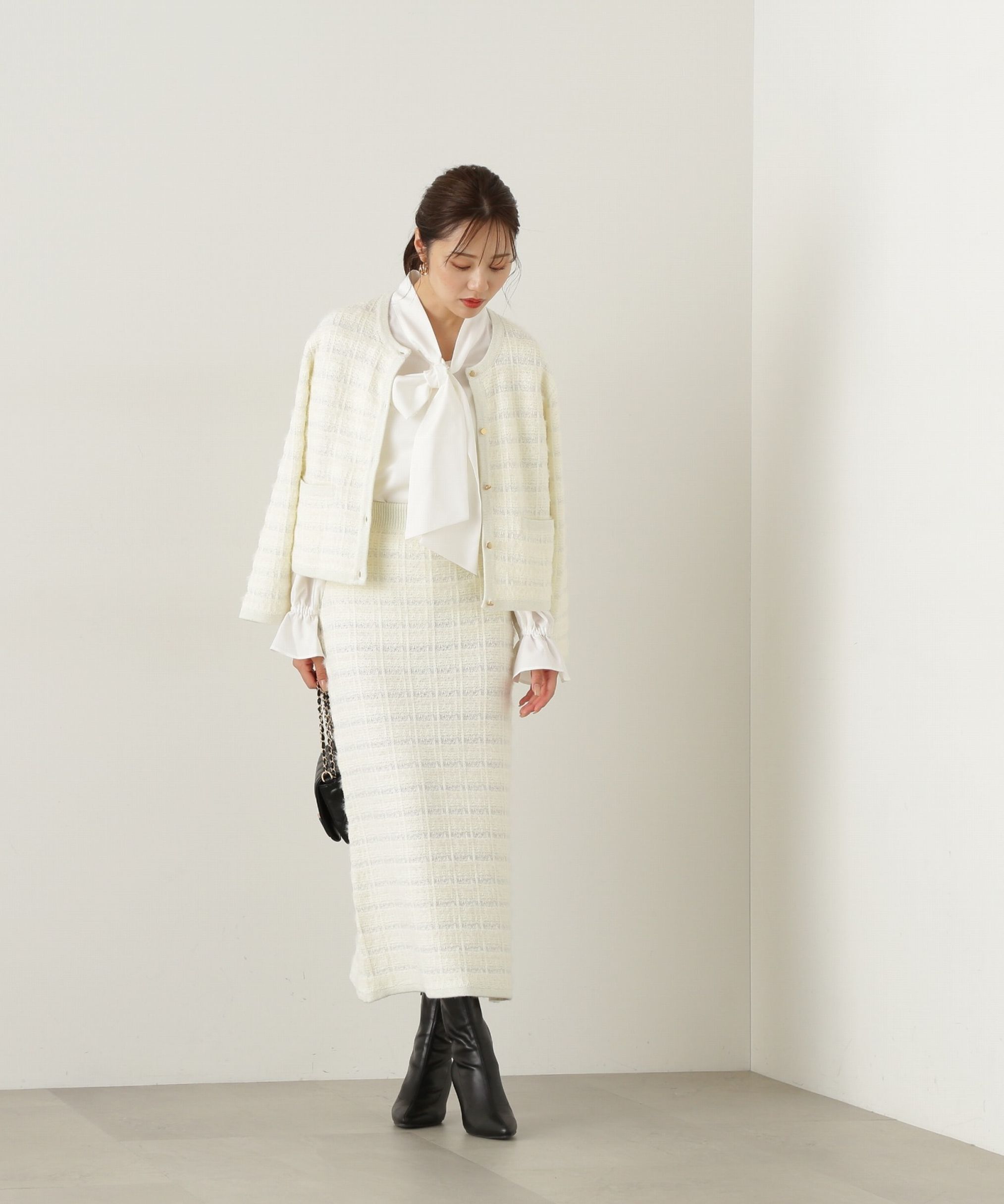PROPORTION BODY DRESSING「ラメ入りフェザーツイード　24AWニットアップ」|ワンピース|