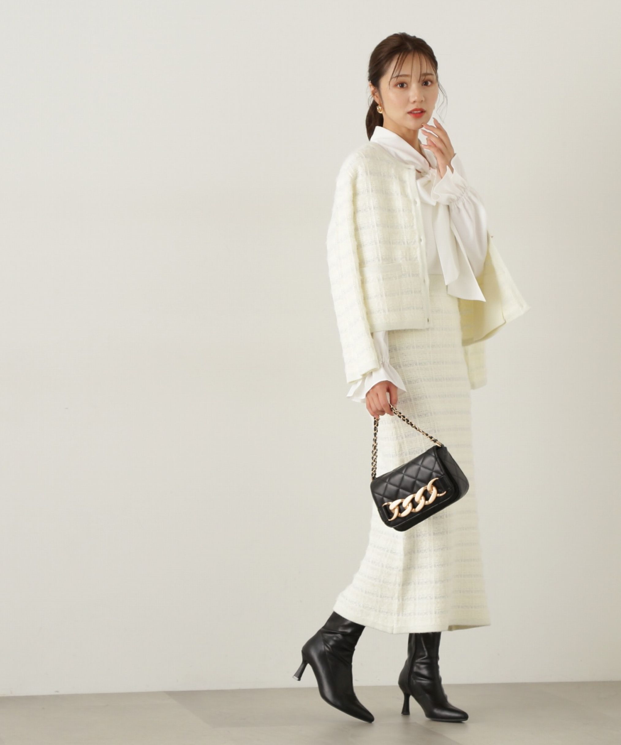 PROPORTION BODY DRESSING「ラメ入りフェザーツイード　24AWニットアップ」|ワンピース|